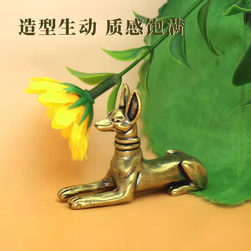 Copper Desk Ornaments German Shepherd Dog Miniatures Figurines Handmade Retro Brass Animal Statue Home Decorations Accessories