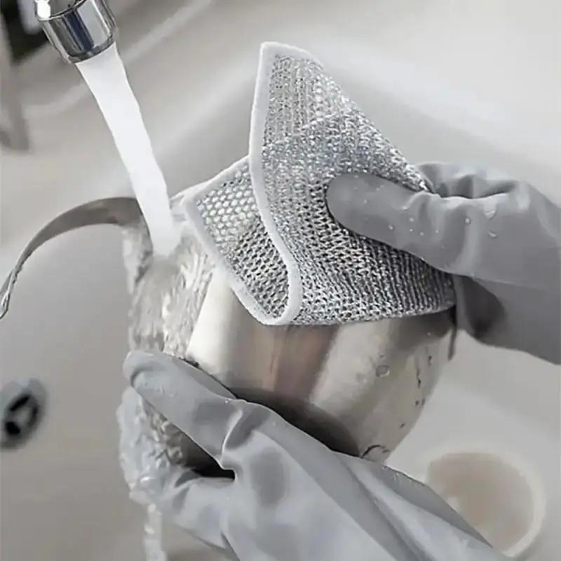 Netzlappen Haushaltswerkzeuge Metallic Line Herdreiniger Haftet nicht an Öl Haushaltsprodukte Feuchter Lappen Abwischen Küchenutensilien Lappen