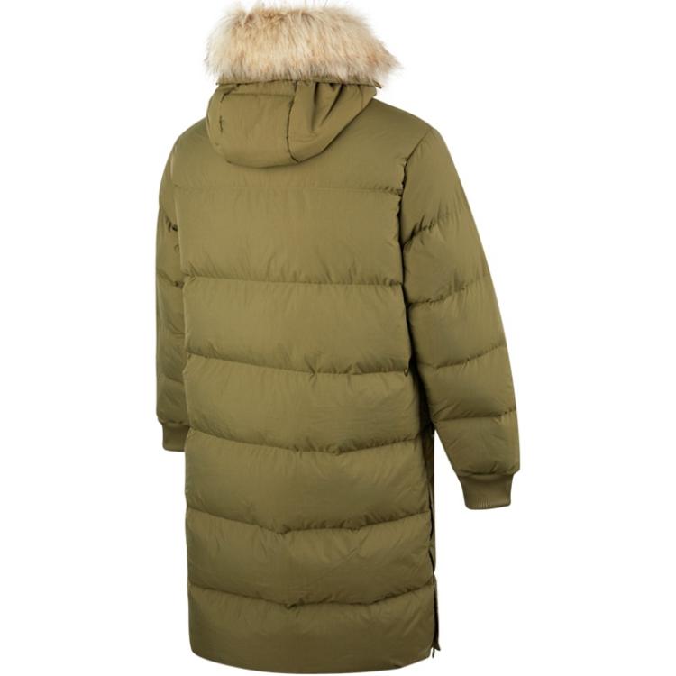 Adidas Originals Trefoil Solid Color Logo Embroidery Mid-Length Zip Hooded Down Jacket Men Outerwear Green H11804