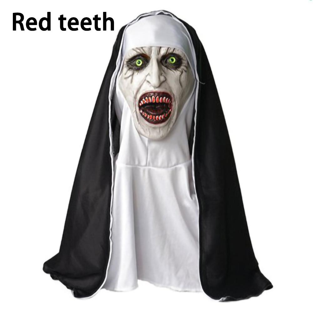 Damer Latexmasker Nonnmask Halloween Maskerad Kostymrekvisita Cosplay Skräck Med Turban Valak Hjälm Fest Kvinnlig Utklädningsrekvisita