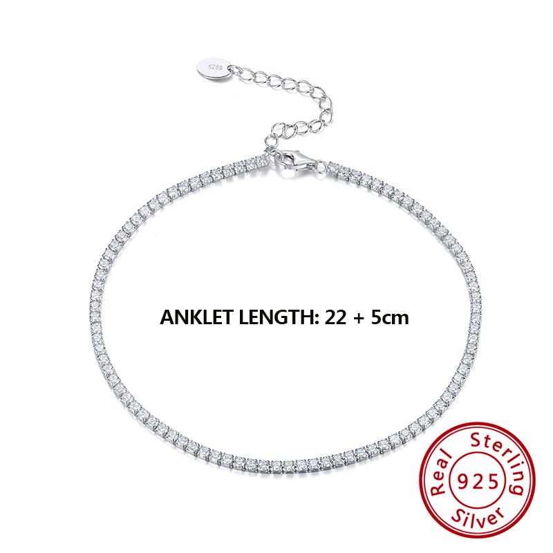 ORSA JEWELS 925 Sterling Silver Women Anklet Luxury AAAA Zirconia Full Paved Ankle Chain Tennis Anklet Gift for Girls SA03
