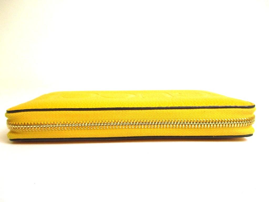 Authentic GUCCI Logo Motif Yellow Leather Round Zip Long Wallet #a835  Refurbished