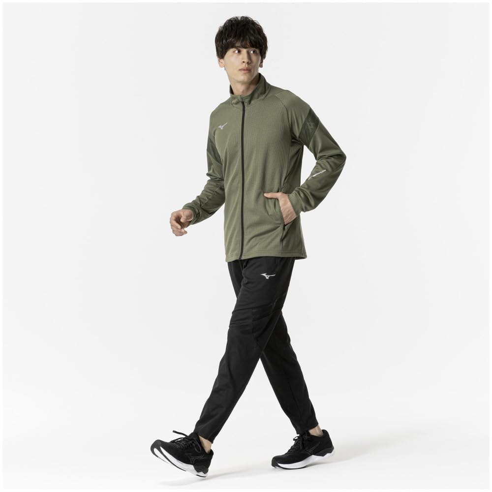 Mizuno Dry Aeroflow Training Highly Dark Size L Jacket, Sweat-Wicking, Quick-Drying, Breathable, Khaki, (32MCB556)