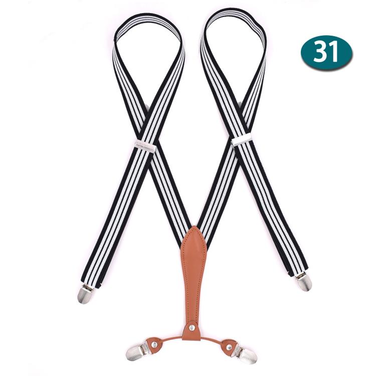 Leather Suspenders Man's Braces 4 Clips Adult Suspensorio Tirantes Hombre  Elastic strap 2.5*120cm