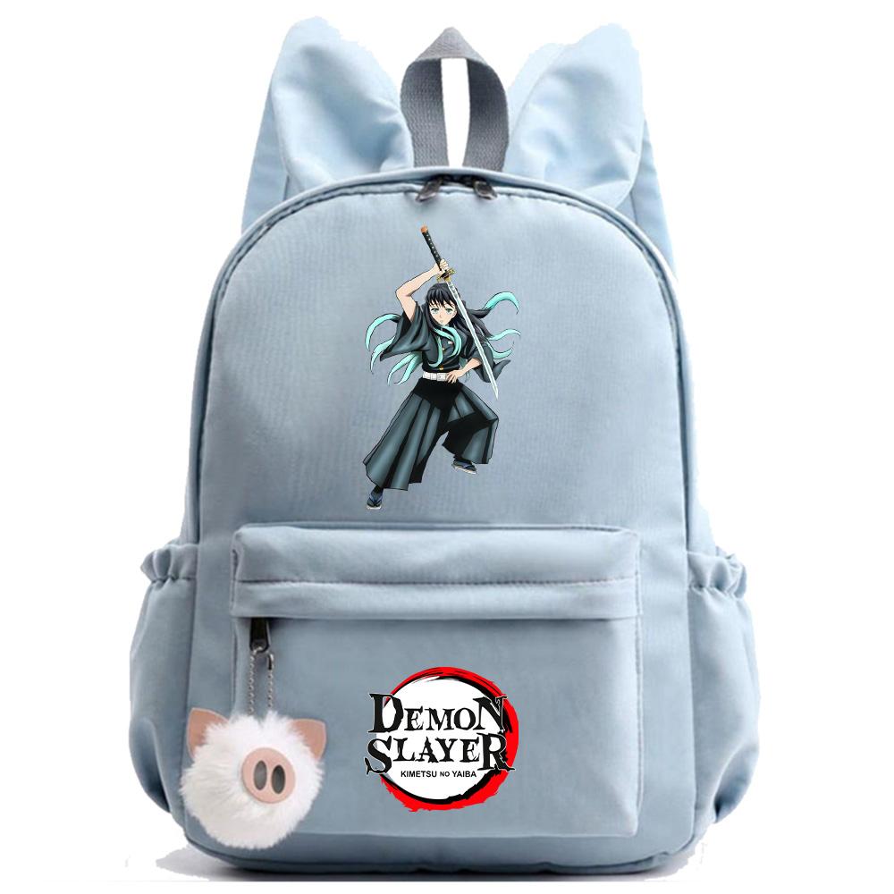 Anime Cartoon Demon Slayer Aufdruck Rucksack für Teenager Kinder Schüler Schultasche Mädchen Damen Große Kapazität Wasserdicht Reisetasche Geschenk Mochila