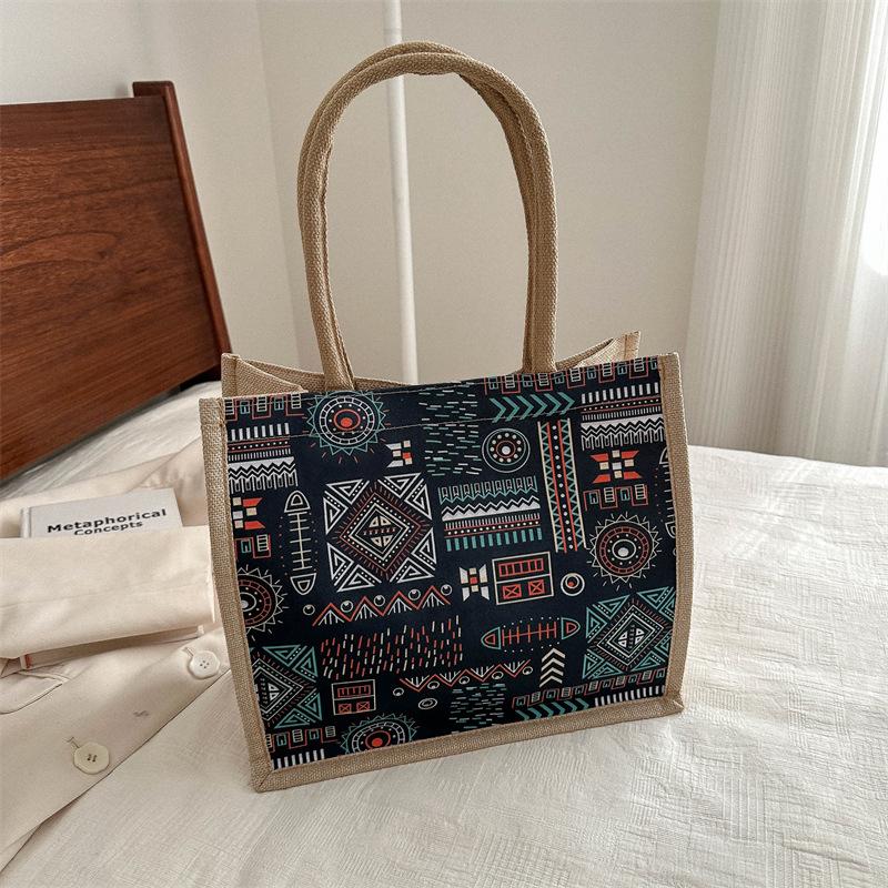 Linen large capacity trendy personality retro popular women's shoulder portable women's tote bag