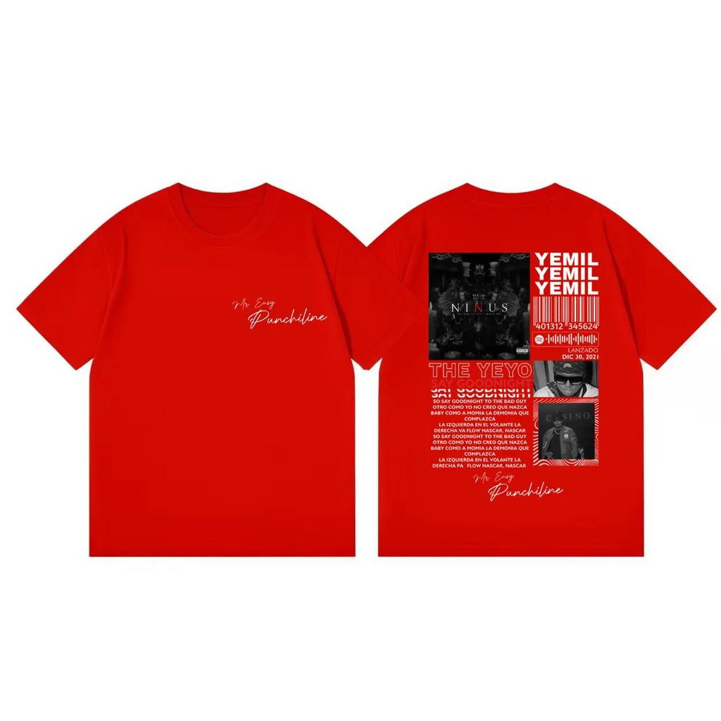 Hochwertiges Baumwoll Oversized T-Shirt Rapper Yemil Album Merch T-Shirts Unisex Damenmode Hip Hop Vintage Kurzarm T-Shirt