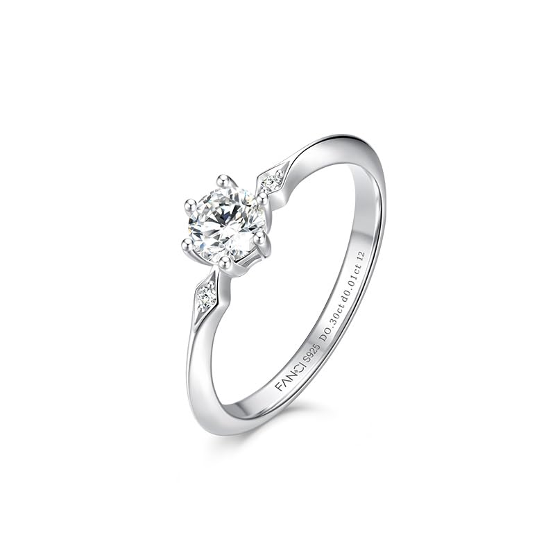 FANCIME Diamond Ring Size 3 Silver Perfect for and White Gift Wrapping Women's "Guiding Star" 12, Lab-Grown Diamonds, 0.32ct (DEF/VS), (S925),