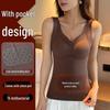 Women's Plus Size Fleece-Lined Self-Heating Warm Vest - Antibacterial, Seamless Autumn/Winter Base Layer Innerwear/Outerwear