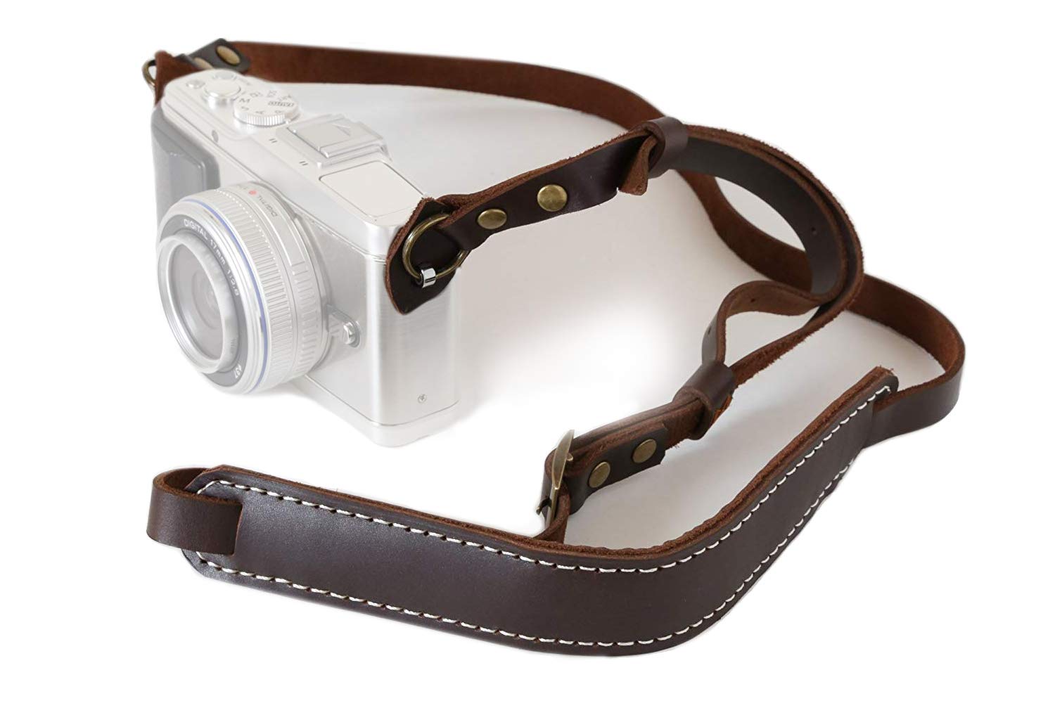 Handmade Genuine Leather Retro Vintage Camera Strap [ANS] (Dark Brown)