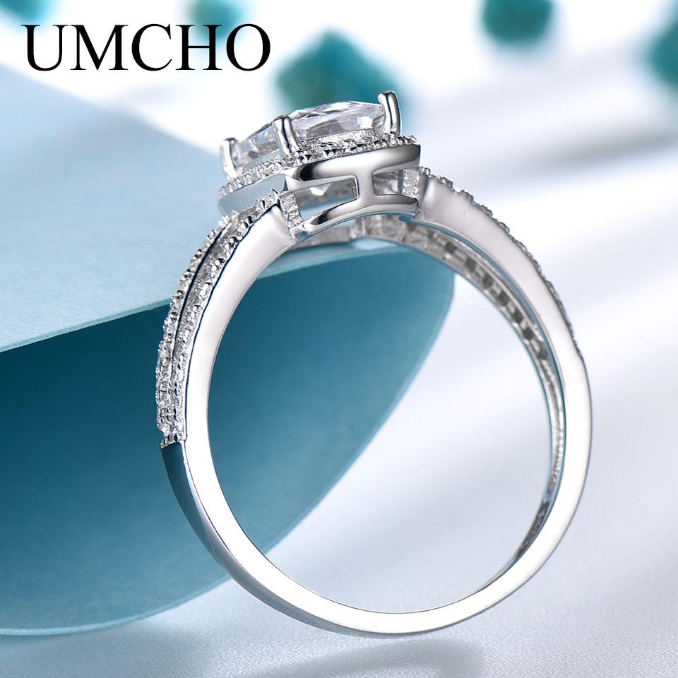 Umcho Bagues rectangulaires en argent Sterling 925 véritable pour femmes, cadeau d'anniversaire