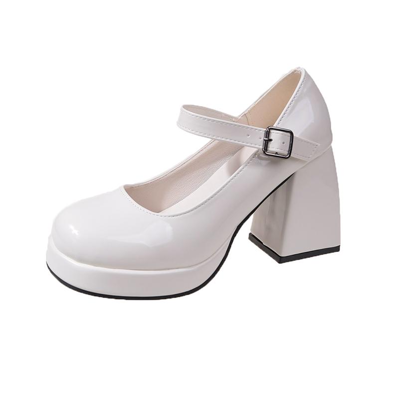 

Fashion Women s Fashion Chunky Heel Mary Jane Shoes Spring New Round Head Shallow Mouth Line with Anti-slip Wear-resistant Shoes 40 грязно-белый
