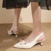 New Spring and Autumn Flower Sweet Pointed Shallow Mouth Bow Needle Buckle Casual Thin High Heel Women's Shoes