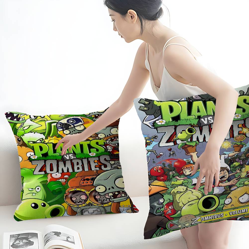 Classic Game P-Plants Vs Z-Zombies Lucky Dragon Pillow Cover Sofa Cushion Cover Home Room Decoration Children Gift