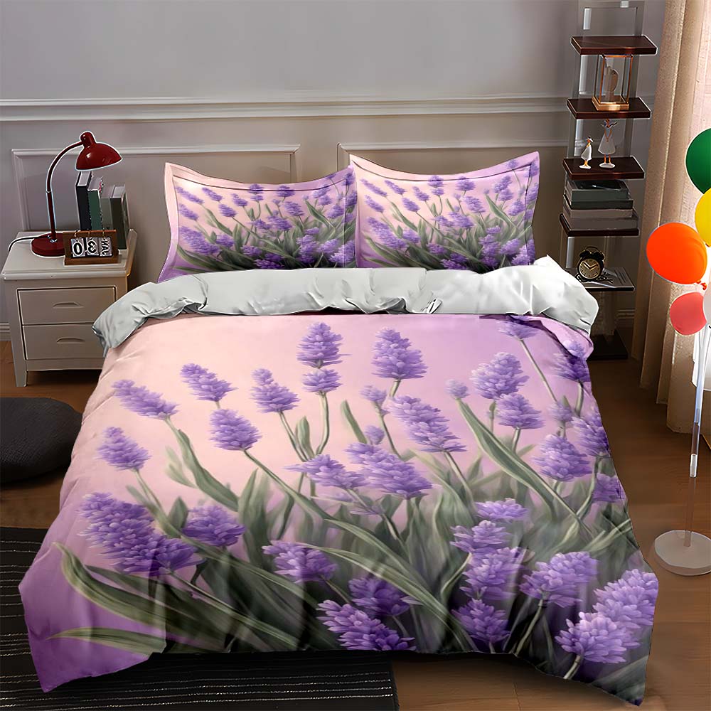 

Purple lavender field Bedding Duvet cover sets Duvet covers Pillowcases gifts (1 * Duvet Cover 2 * Pillowcases, without duvet insert) 135x200cm