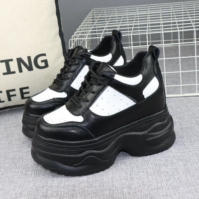 Fashion 12CM Platform Wedge Sneakers Chunky Shoes Genuine Leather for Women Summer Shoes Spring Autumn Walking Sneakers Fashion