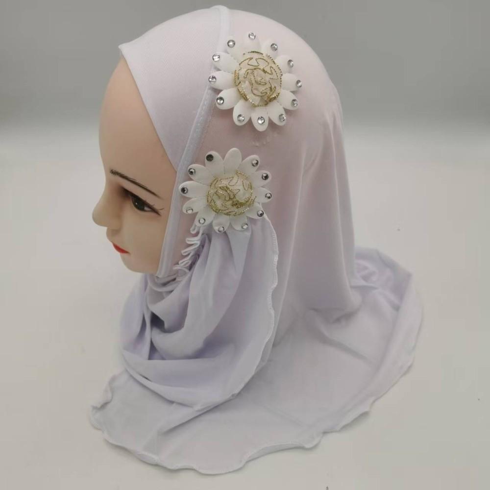 Soft Girls Prayer Hat Turban Ethnic-Style Patterns Head Wrap Fashion Children Hijab Daily Wear
