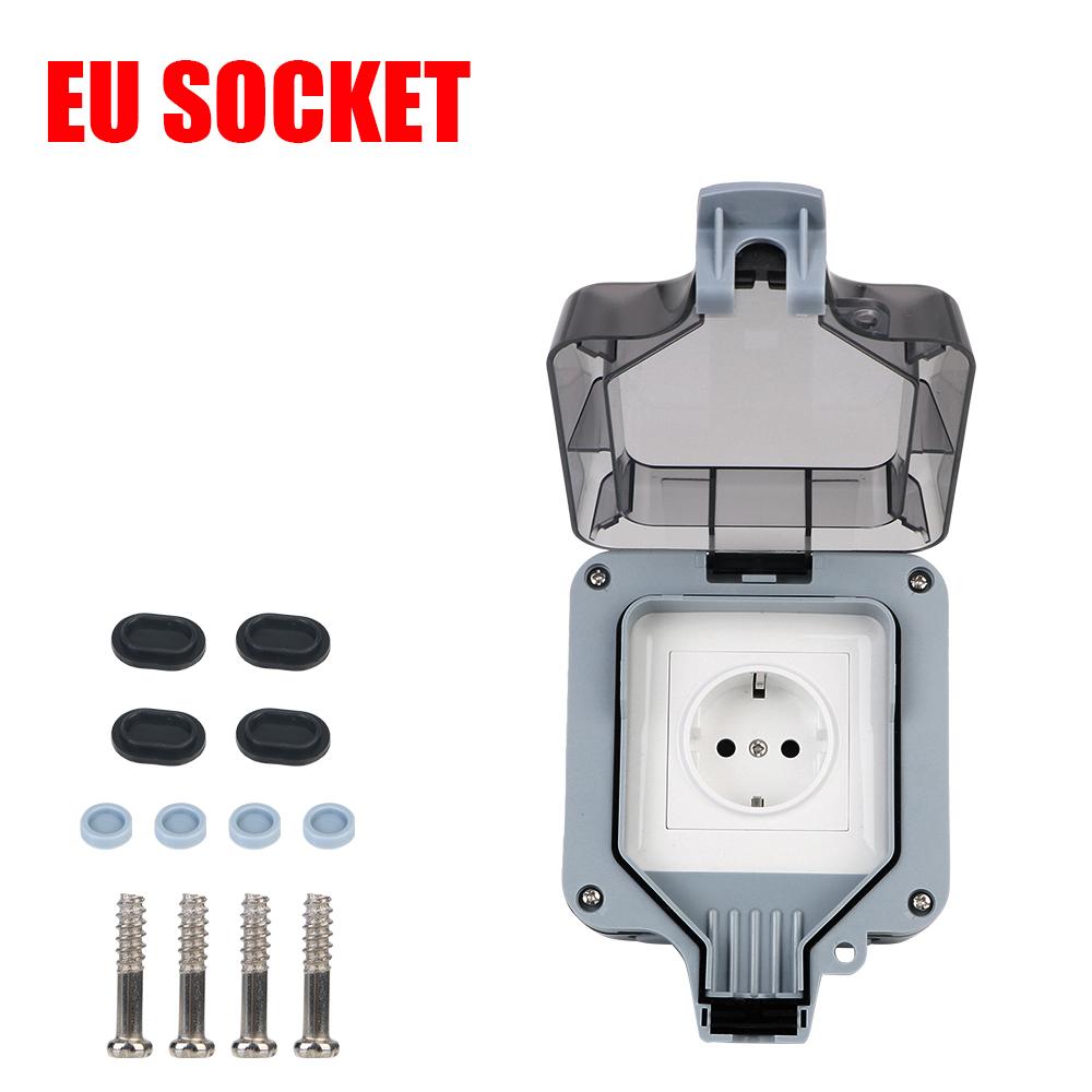 IP66 Weatherproof AC 110~240V With USB Charging 16A Power Supply Switch Socket Outdoor Wall Power Socket for Home& Garden Double EU Socket