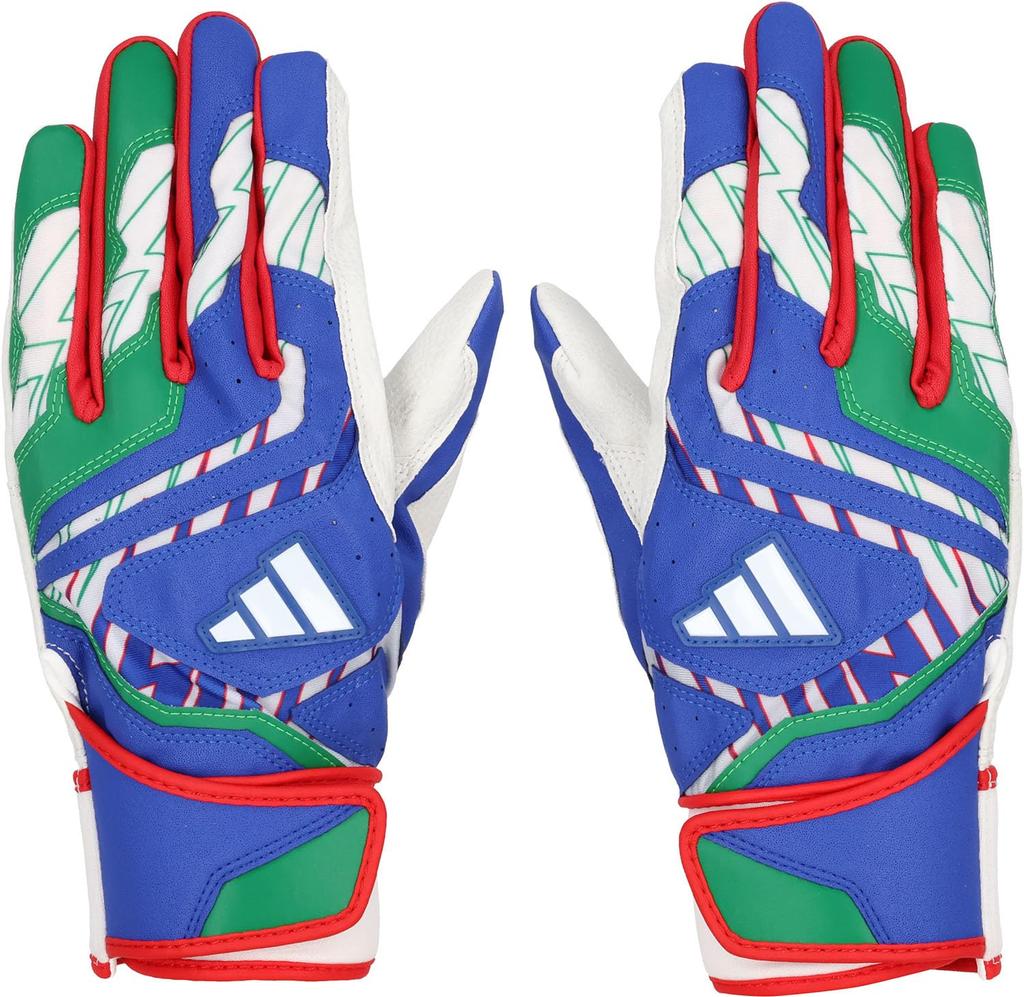 adidas Baseball Batting Size Size LBG504 Gloves, 41, Medium, Blue/Green (2348), O,