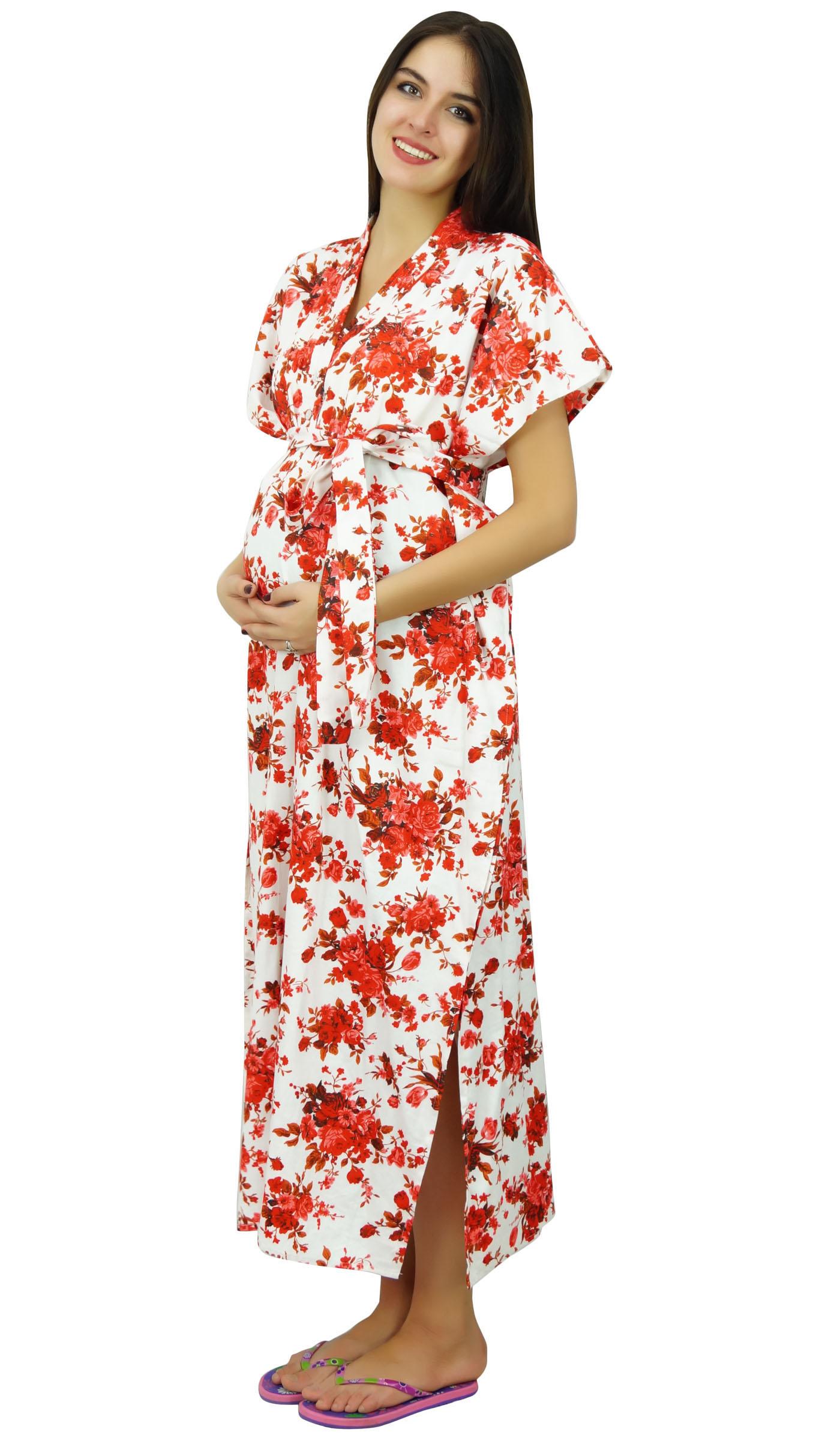 

Bimba Delivery Maternity Gown Caftan Maxi| Front & Back Button Kaftan Dress Size: 22-28 | Length - 52-inches білий