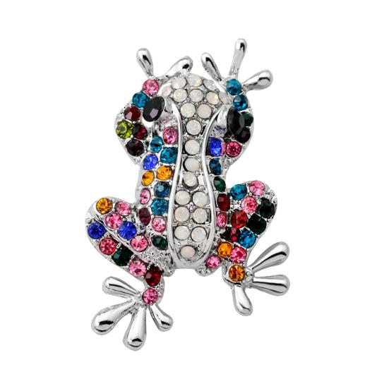 Fashion Women Frog Rhinestone Inlaid Brooch Pin Clothes Decoration Jewelry Gift