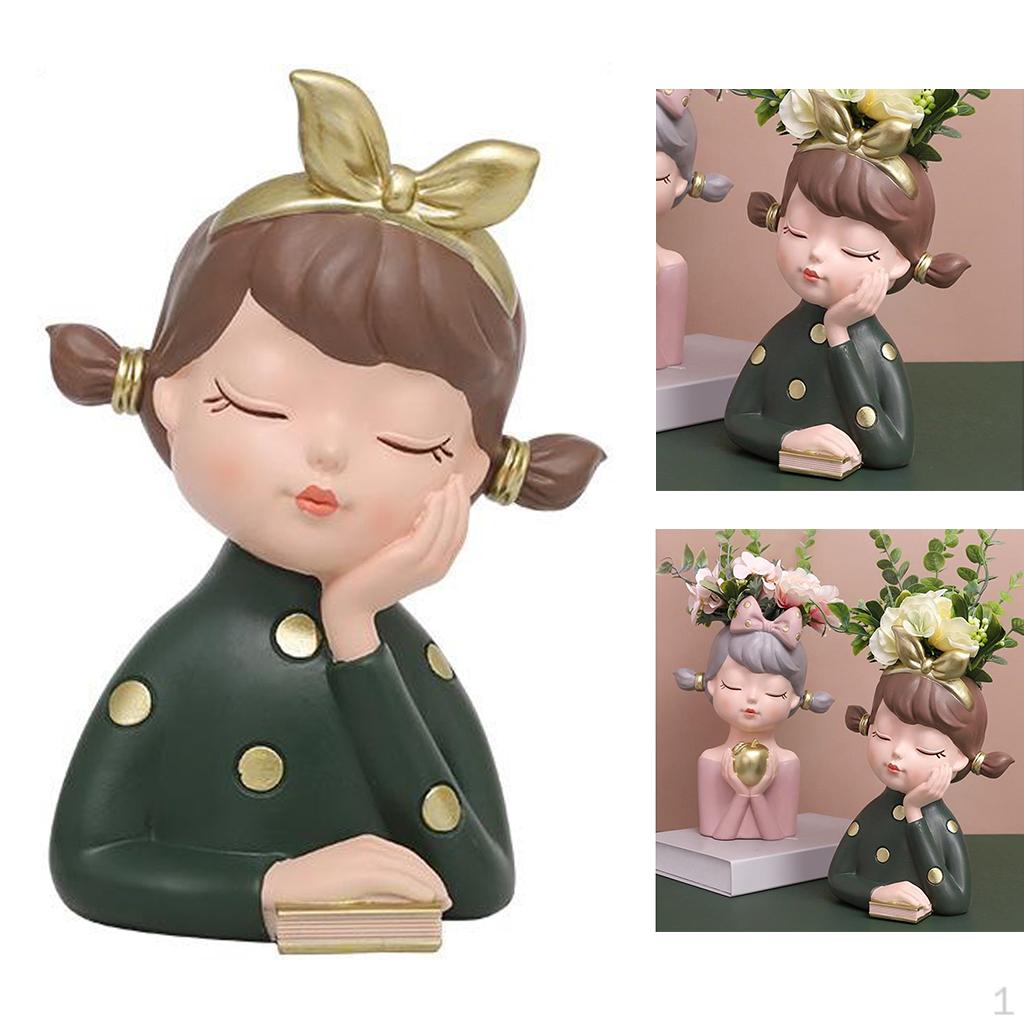 

Elegant Resin Girl Planter for Succulents and Flowers Style 2