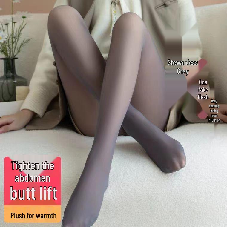 

Women’s Nude Feel Double-Layer Fleece Pantyhose - Invisible, Flesh-Colored, and Foot-Covering Full-length One Size (85-140 jin)