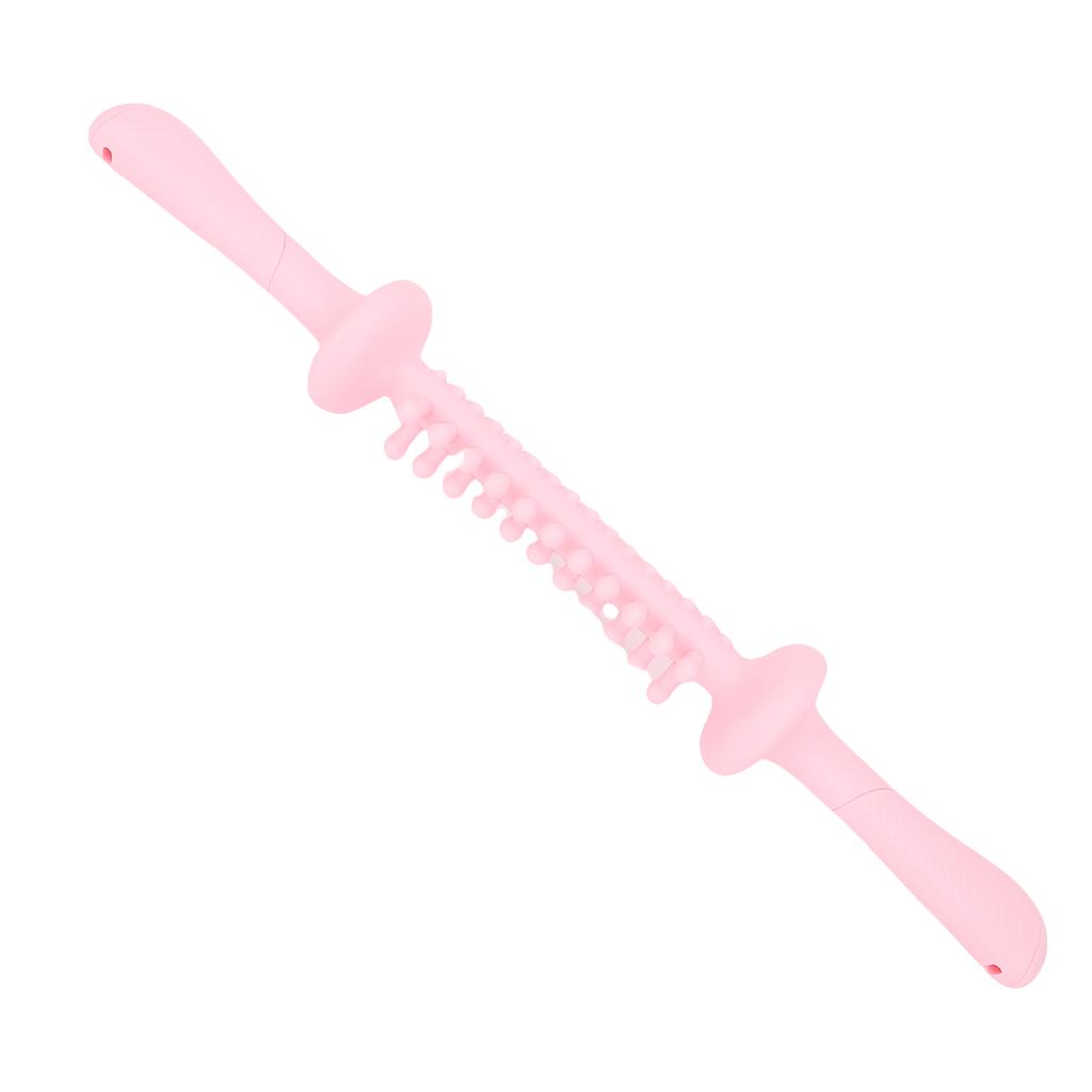 Bendable Muscle Stick Soft TPR Non Slip Long Handle Roller Massage Stick for Legs Arms Pink