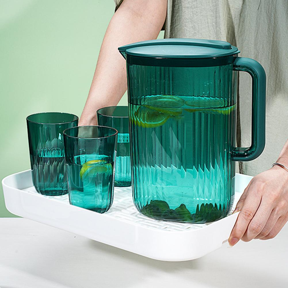 2.2L Large Capacity Cold Kettle Household Light Luxury Fruit Tea Drinking Bottle with 4 Cups Heat Resistant Beverage Bucket