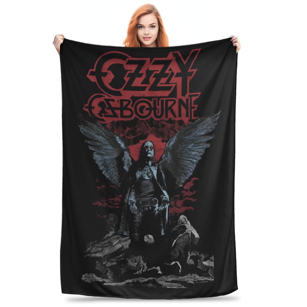 Black Sabbath Ozzy Is Bat Warm Soft Blankets  Travel Plush Throw Blanket Print Living Room Flannel Bedspread Sofa Bed Cover