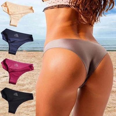 Swim Brief Women Ice Silk G-string Thongs Seamless Bikini Briefs Panties Swimming Bottoms Underwear
