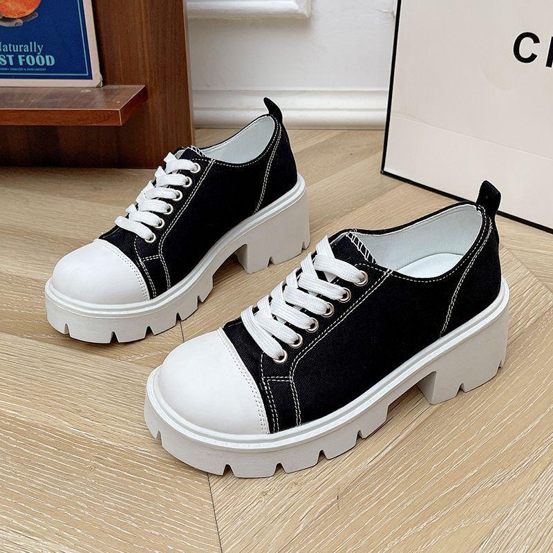 Internet Celebrity College Style Casual Shoes 2025 Spring and Summer New Thick-soled Muffin Small Breathable Explosive Canvas Shoes Women
