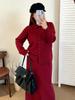 Elegant Plus Size Women's Knitwear Set: Half-High Collar Cardigan & Half Skirt (Winter 2025 Collection)