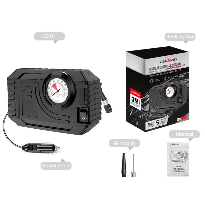 

Умный мини-маленький удобный автомобильный воздушный насос начального уровня, ночник, механический автомобильный насос для шин, чип для обновления, цельнометаллический цилиндр с прибором чёрный