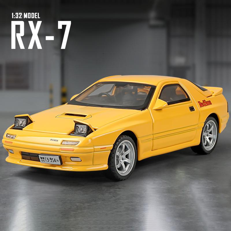 Initial D JDM Mazda RX-7 FC3S Supercar Simulation Diecast & Toy Vehicles Sounds & Light Pull Back Car 1:32 Alloy Model