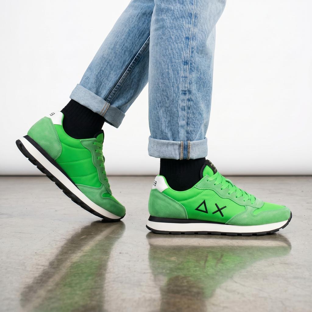 Sun68 Tom Solid - Scarpe Sneakers da Uomo Verde Neon Z36101-61 ORIGINALE