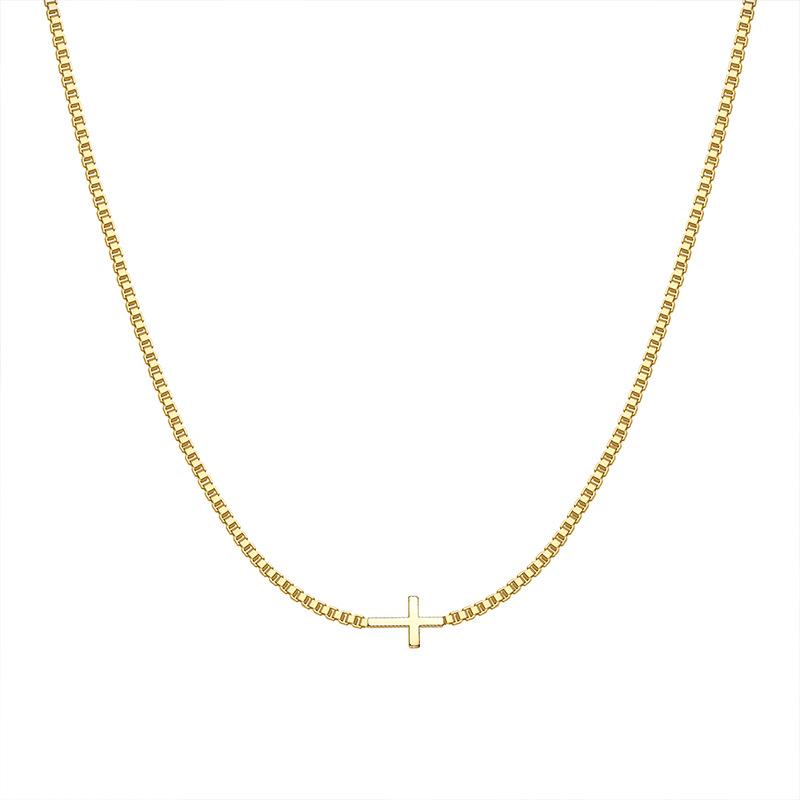 Fashionable Ins Style 14K Gold-plated Cross Necklace with A Simple and High-end Feel, Women's Light Luxury Collarbone Chain