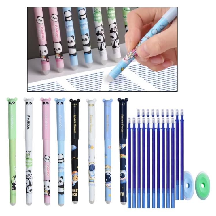 4Pieces Cartoon Gel Pen with Pen Refills and Eraser Erasable Gel Pen 0.5mm Needle Tip Office Writing Pen for Writing