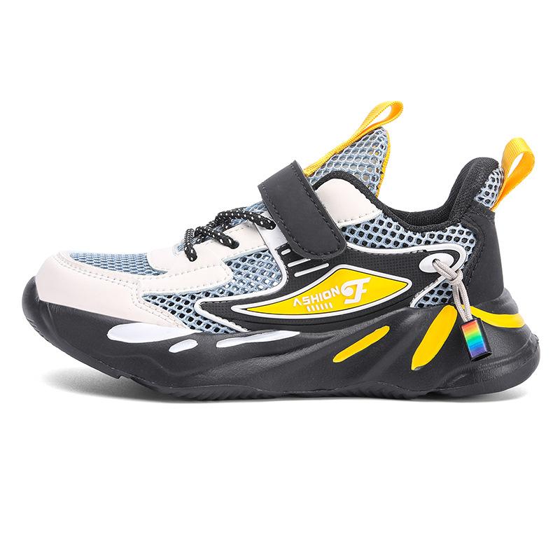 Boys' sneakers 2025 spring and summer new mesh breathable solid bottom dad shoes single net children's casual shoes