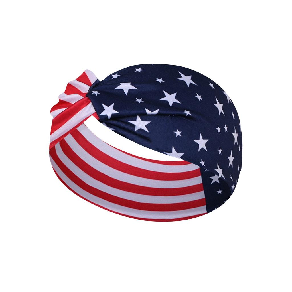 Retro Star Stripe Twisted Sweat Absorbing Yoga Running Headband for Sports and Party Decoration Unisex Stretchy Hair Band