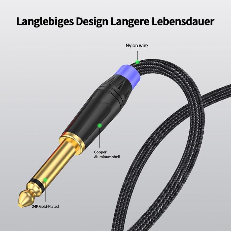 Universal Type C to Double 6.35mm Male Adapter Cable Cord Wire for Smartphones Tablets and Sound Equipment