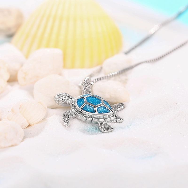 Huitan Cute Turtle Pendant Box Necklace Lovely Trendy Aesthetic Exquisite Accessories for Women Delicate Sweet Animals Jewelry