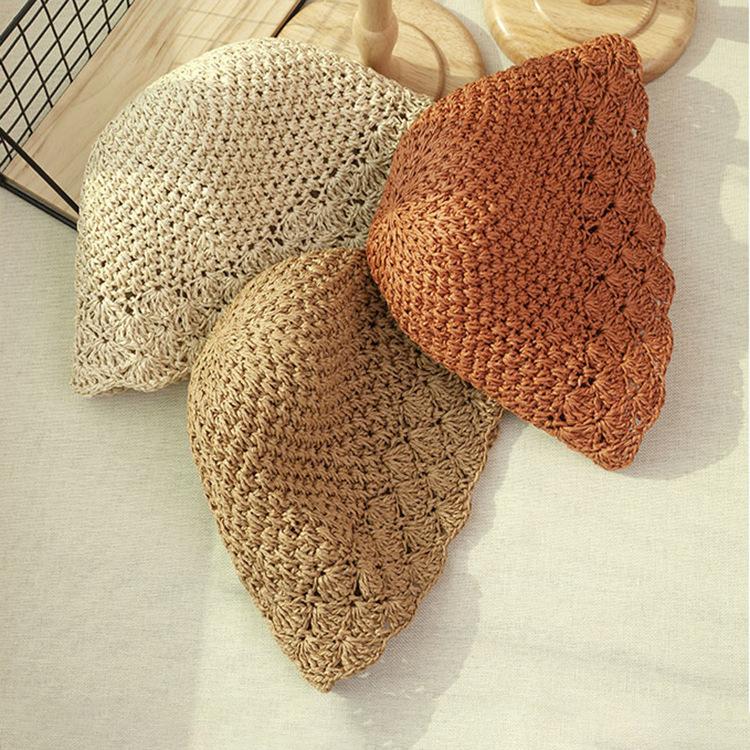 Hat Female Weave Petals Along Straw Hat Female Summer Sun Hat Small Bucket Fisherman Hat