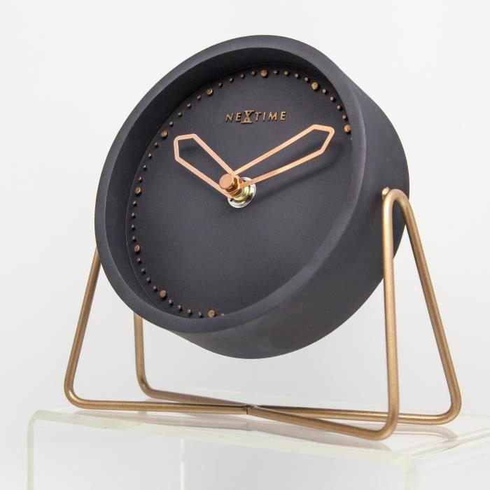 NEXTIME Horloge à poser - Cross Table- Polyresin - Noir 17,5x15,5x5cm