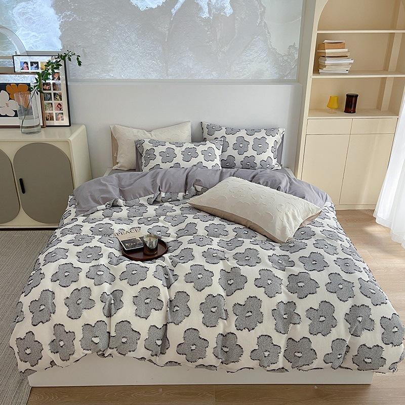 Modny, ażurowy, barwiony w masie żakardowy, dekatyzowany bawełniany komplet pościeli czteroczęściowy, czysta bawełna, prześcieradło, poszewka na kołdrę, poszewka na kołdrę w stylu ins