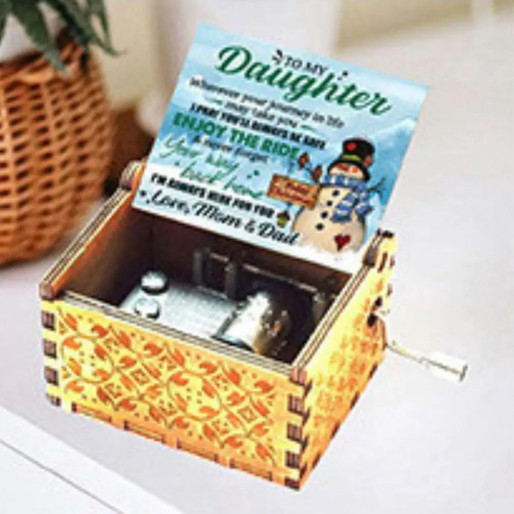 Wooden Hand Crank Music Box Anime Theme Halloween Merry Christmas Decoration Home Christmas Birthday Gift