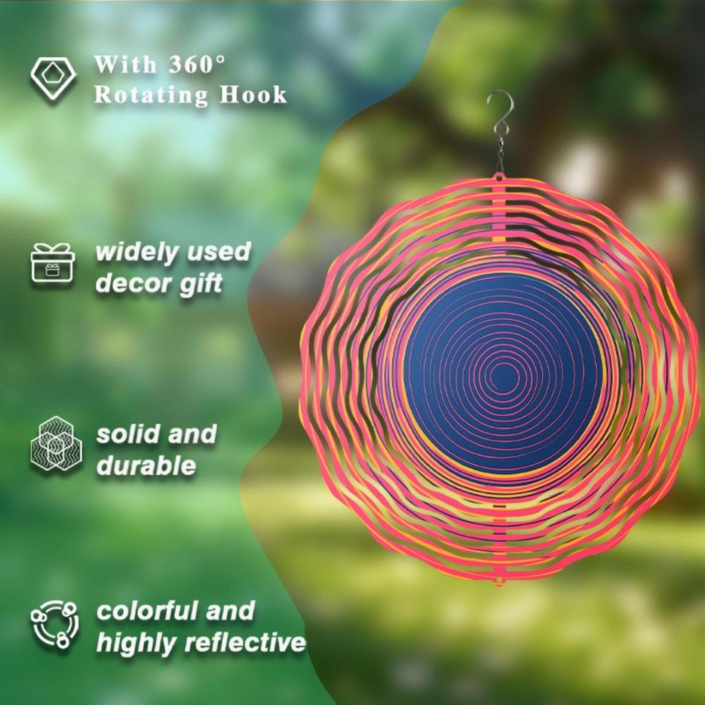 10 Inch Hanging Wind Chime Colorful Spiral Design Durable Metal for Garden Lawn Patio Decor Easy to Hang Perfect Gift for Spring Summer Fall