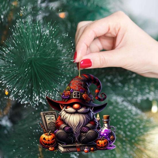 2025 Halloween Wichtel Adventskalender 2D Acryl Hängeornamente Set 24 Tage Countdown-Kalender für Feiertags-Heimdekoration