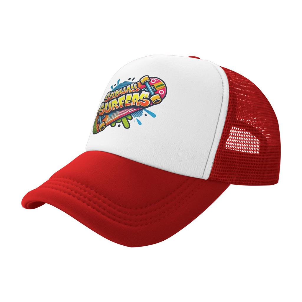 Subway Surfers Video Game Trucker Hats Unisex Fitted Parkour Sport Mesh Baseball Cap Polyester Breathable Sports Cap