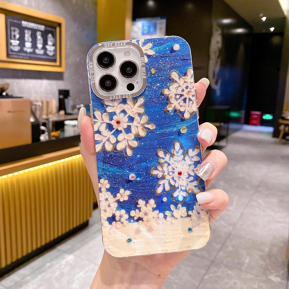 

Для iPhone 15 14 13 12 Pro Max 15 14 plus Модный синий чехол с рисунком снежинок Для iPhone 11 15pro max 15plus 14promax Мягкая силиконовая задняя крышка for iphone 15 plus синий